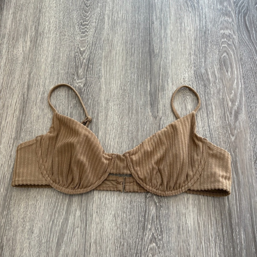 PacSun Brown Ribbed Bra Top Swimsuit